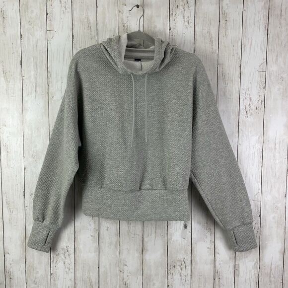 Old Navy Hoodie Women’s M Gray Textured Pull Over Hooded Sweatshirt NWT $54.99 - Picture 1 of 11